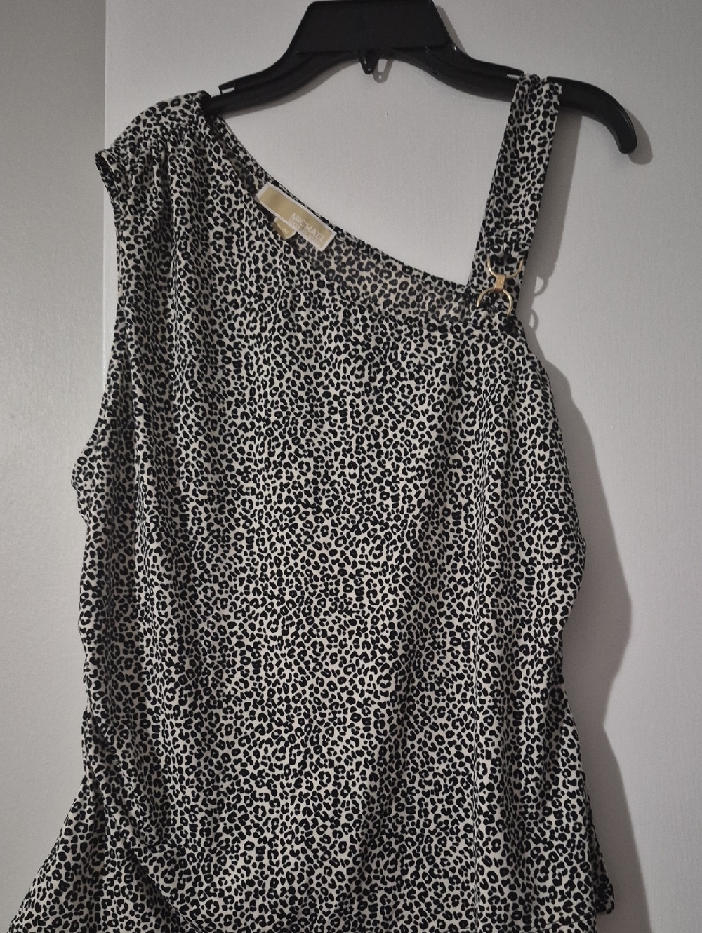 Michael Kors Black & Cream Leopard Print Top